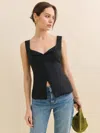 Reformation Viola Linen Top In Black