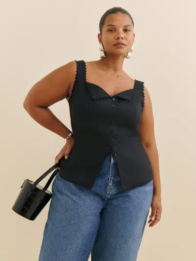 Reformation Viola Linen Top Es In Black