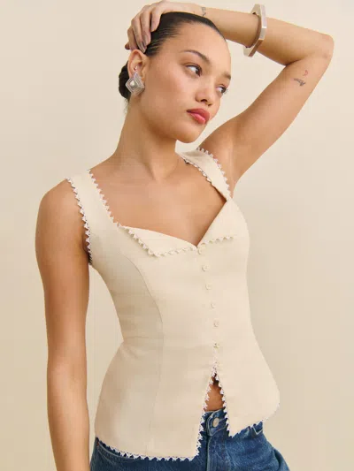 Reformation Viola Linen Top In Sugar