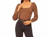 Reformation Vita Ribbed Knit Balloon Sleeve Top In Brown In Brown