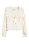 Reformation Vivia Embroidered Scallop Top In Gossamer