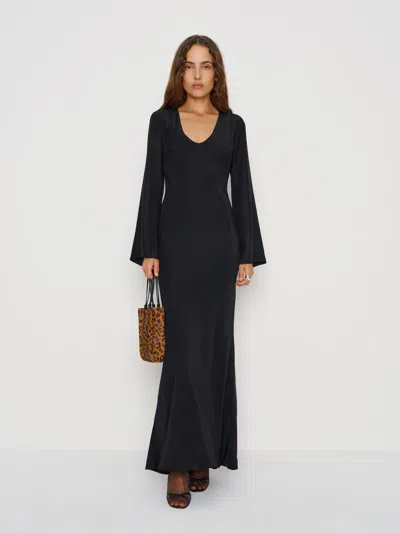 Reformation Vivia Silk Dress In Black