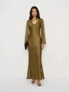 Reformation Vivia Silk Dress In Green