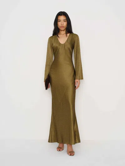 Reformation Vivia Silk Dress In Green