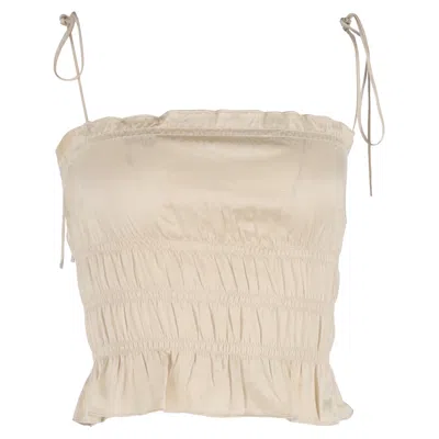 Reformation Viviana Top In Beige Silk In Brown