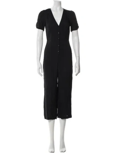 Pre-owned Reformation V-neck Jumpsuit In Black