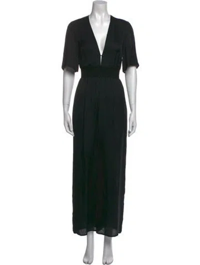 Pre-owned Reformation V-neck Jumpsuit In Black