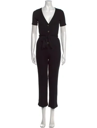 Pre-owned Reformation V-neck Jumpsuit In Black