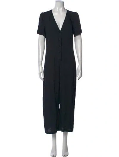 Pre-owned Reformation V-neck Jumpsuit In Black