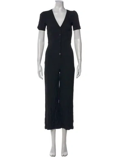 Pre-owned Reformation V-neck Jumpsuit In Black