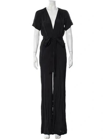 Pre-owned Reformation V-neck Jumpsuit In Black
