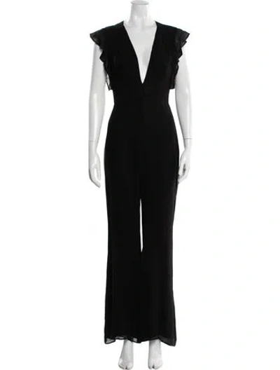 Pre-owned Reformation V-neck Jumpsuit In Black