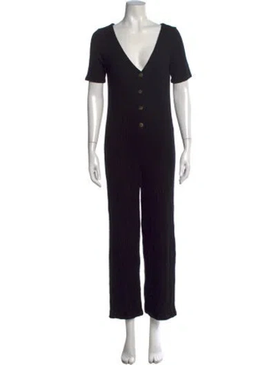 Pre-owned Reformation V-neck Jumpsuit In Black
