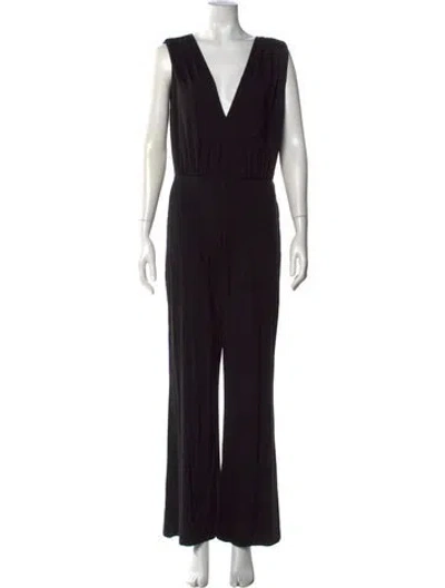 Pre-owned Reformation V-neck Jumpsuit In Black