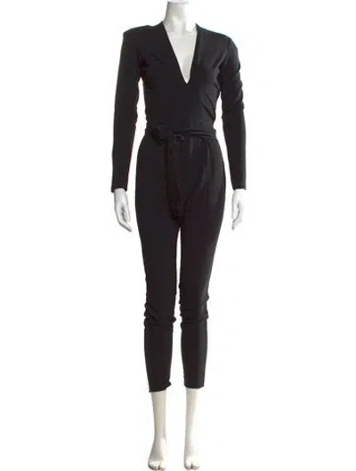 Pre-owned Reformation V-neck Jumpsuit In Black