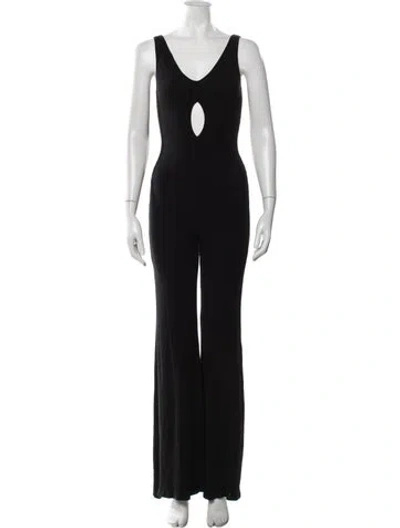 Pre-owned Reformation V-neck Jumpsuit In Black