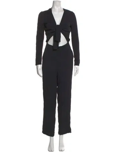 Pre-owned Reformation V-neck Jumpsuit In Black
