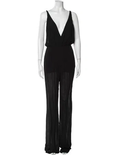 Pre-owned Reformation V-neck Jumpsuit In Black