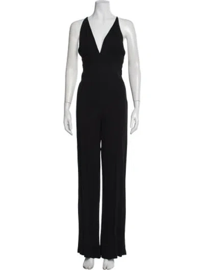 Pre-owned Reformation V-neck Jumpsuit In Black