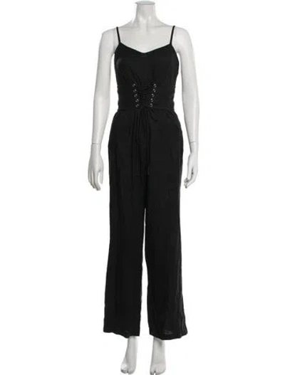 Pre-owned Reformation V-neck Jumpsuit In Black