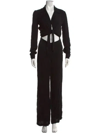 Pre-owned Reformation V-neck Jumpsuit In Black