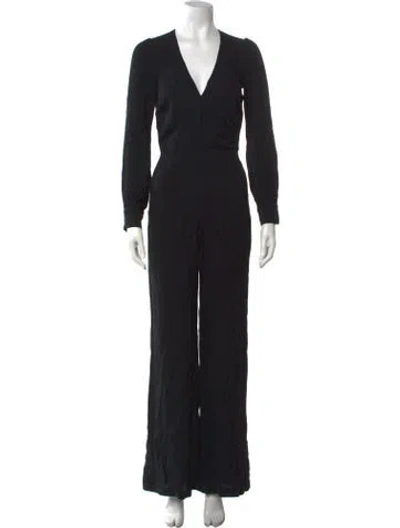 Pre-owned Reformation V-neck Jumpsuit In Black