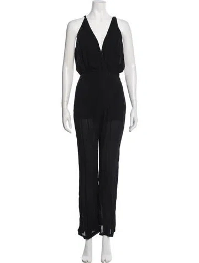Pre-owned Reformation V-neck Jumpsuit In Black