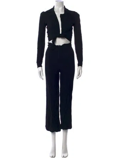 Pre-owned Reformation V-neck Jumpsuit In Black