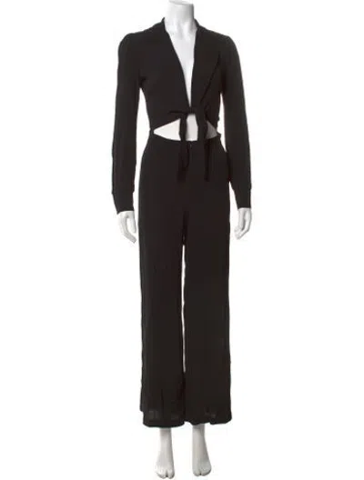 Pre-owned Reformation V-neck Jumpsuit In Black