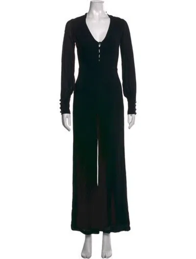 Pre-owned Reformation V-neck Jumpsuit In Black
