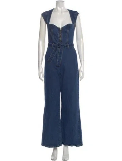 Pre-owned Reformation V-neck Jumpsuit In Blue