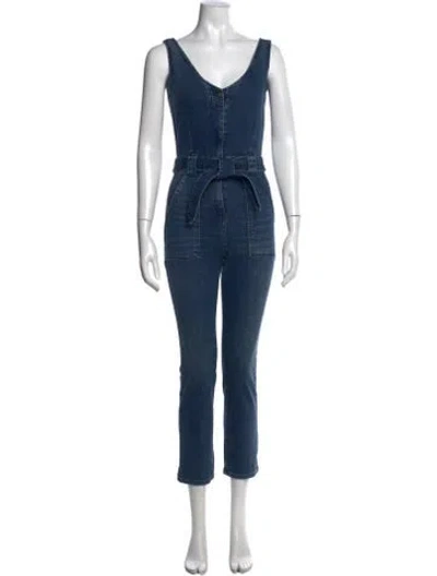 Pre-owned Reformation V-neck Jumpsuit In Blue