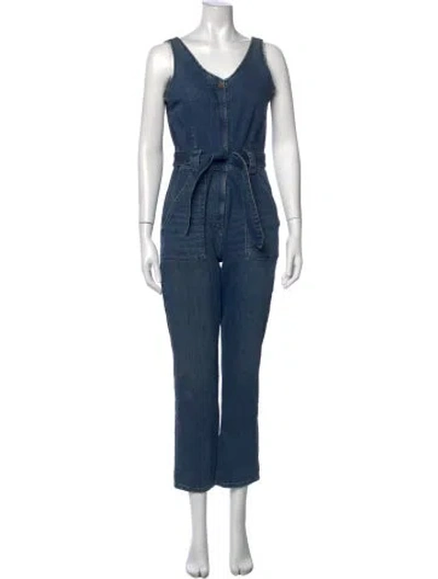 Pre-owned Reformation V-neck Jumpsuit In Blue