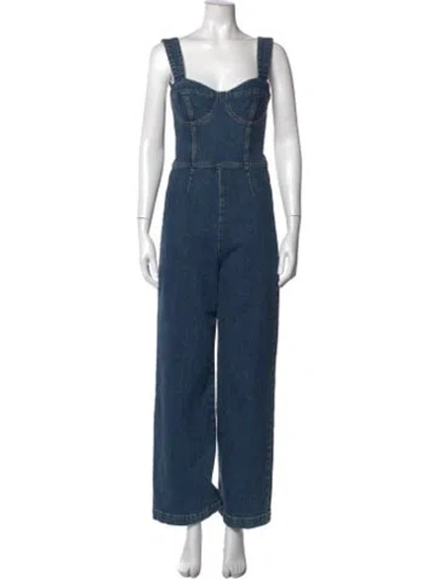 Pre-owned Reformation V-neck Jumpsuit In Blue