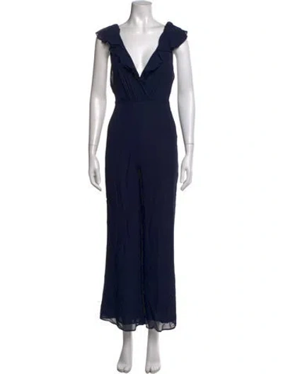 Pre-owned Reformation V-neck Jumpsuit In Blue