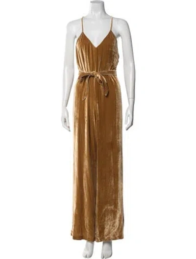 Pre-owned Reformation V-neck Jumpsuit In Brown