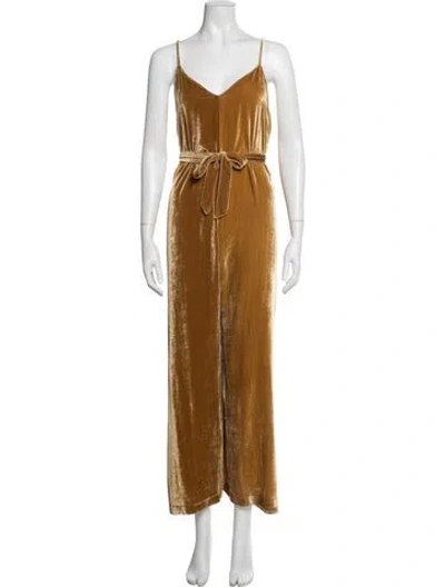 Pre-owned Reformation V-neck Jumpsuit In Gold
