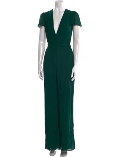 Pre-owned Reformation V-neck Jumpsuit In Green