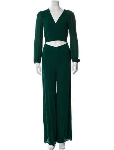 Pre-owned Reformation V-neck Jumpsuit In Green
