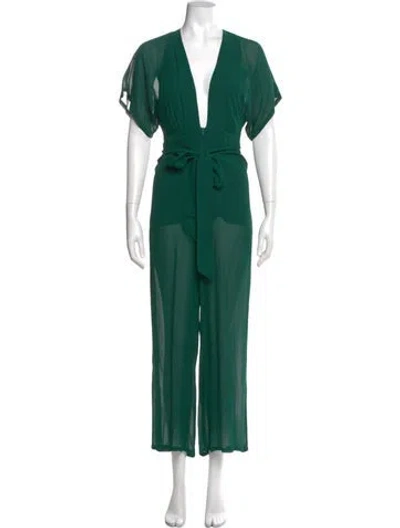Pre-owned Reformation V-neck Jumpsuit In Green
