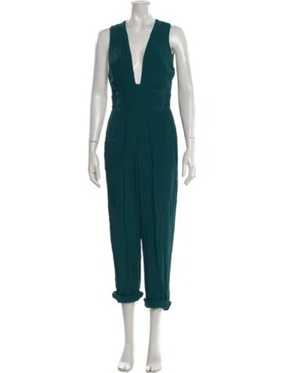 Pre-owned Reformation V-neck Jumpsuit In Green