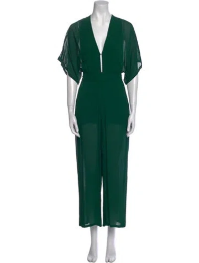 Pre-owned Reformation V-neck Jumpsuit In Green
