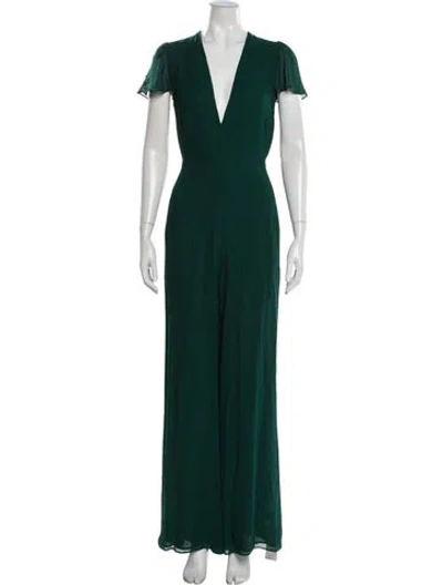 Pre-owned Reformation V-neck Jumpsuit In Green