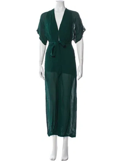 Pre-owned Reformation V-neck Jumpsuit In Green