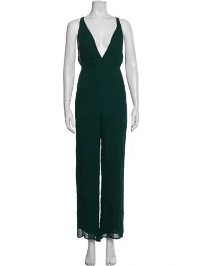 Pre-owned Reformation V-neck Jumpsuit In Green
