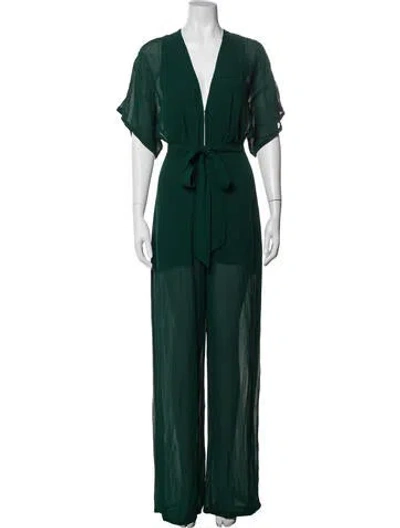 Pre-owned Reformation V-neck Jumpsuit In Green
