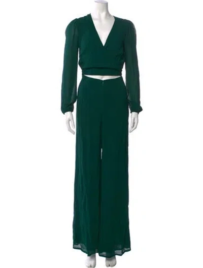 Pre-owned Reformation V-neck Jumpsuit In Green