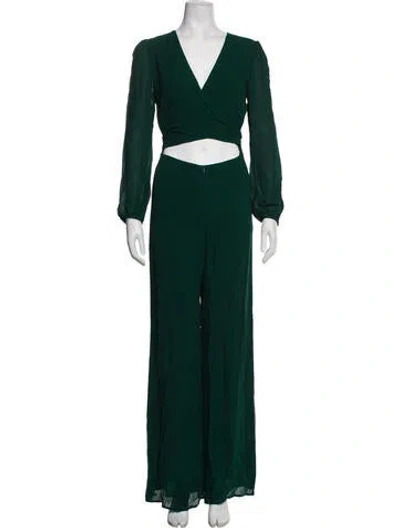 Pre-owned Reformation V-neck Jumpsuit In Green