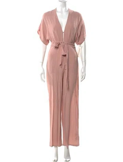 Pre-owned Reformation V-neck Jumpsuit In Pink