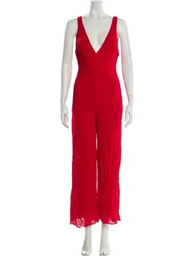 Pre-owned Reformation V-neck Jumpsuit In Red